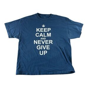 WWE John Cena Keep Calm and Never Give Up Graphic Shirt Men’s XXL Blue Wrestling